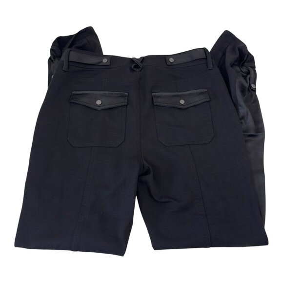 WHITE HOUSE BLACK MARKET Womens Black Satin Patchwork The Straight Crop Pants 6L - Picture 13 of 16